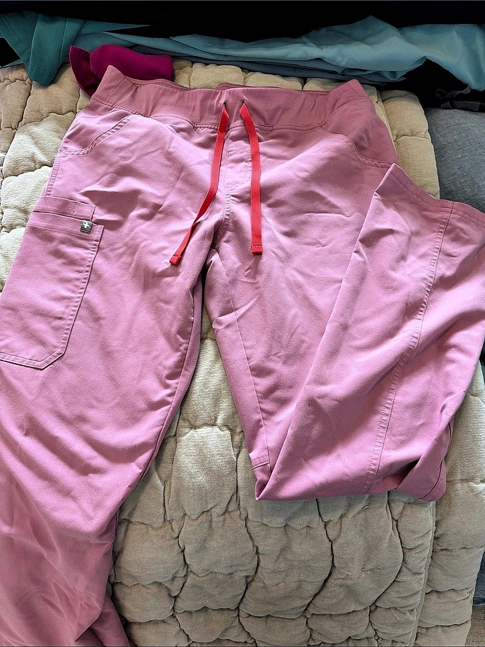 FIGS chalk pink Kade cargo scrub pants